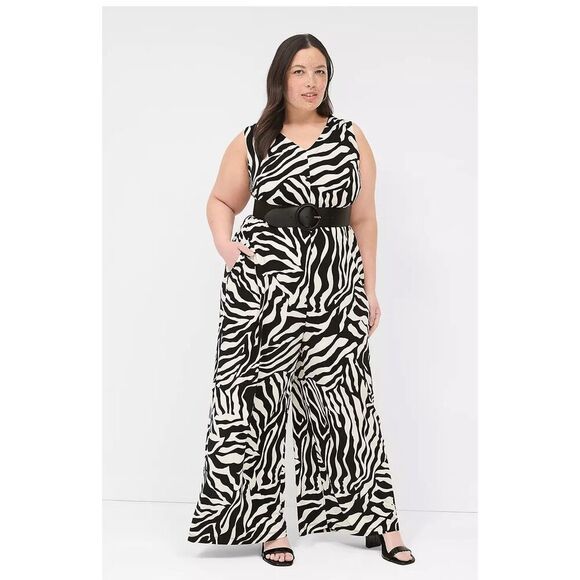Lane Bryant V-Neck Wide Leg Jersey Jumpsuit 22/24 - Picture 1 of 12